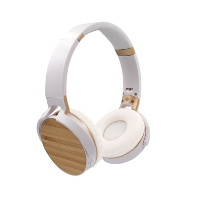 Składane bezprzewodowe słuchawki nauszne, bambusowe elementy V0190