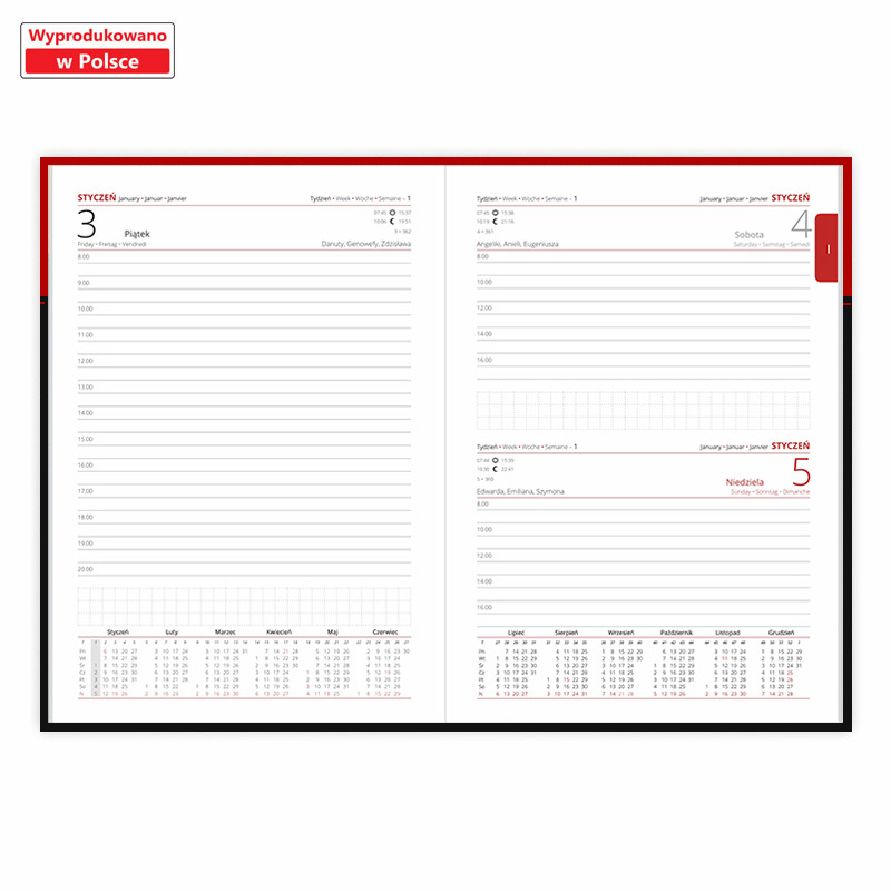 Kalendarz książkowy Dzienny A5 oprawa ŁĄCZONA z nadrukiem